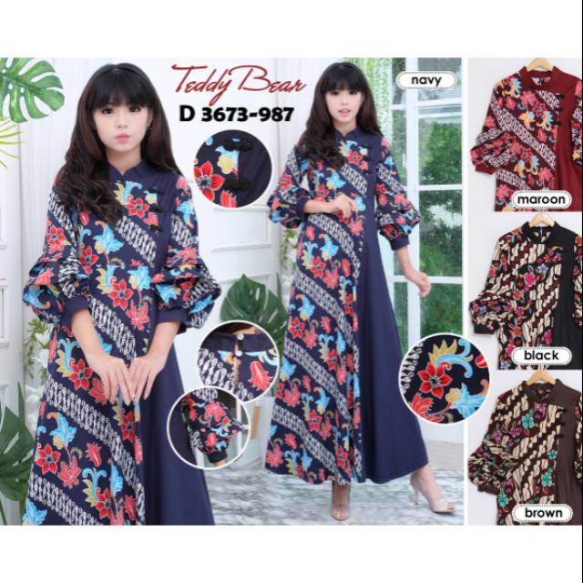 Gamis Teddy bear dewasa batik