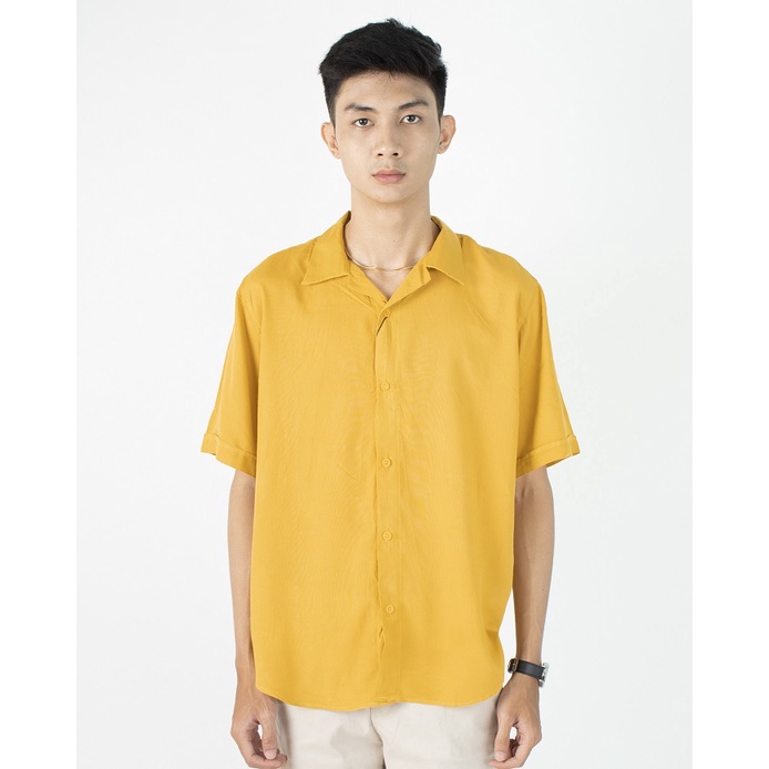 FORTGLASS Short Shirt Rayon Polos Kemeja Pria Lengan Pendek