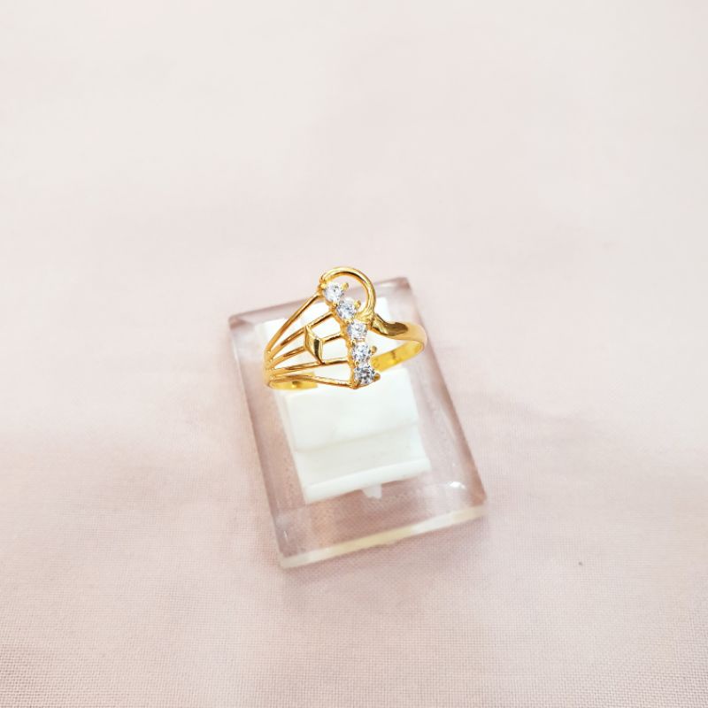 Cincin dewasa model kipas permata emas asli kadar 30%
