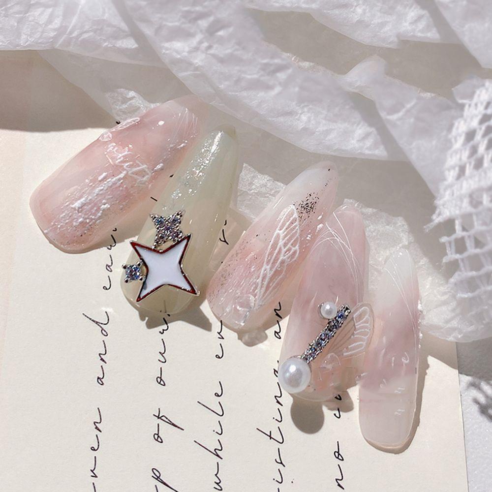 NEEDWAY Nail Art Berlian Imitasi Flash Zirkon Bulan Bintang Cinta Rantai Liontin Perhiasan Kuku DIY