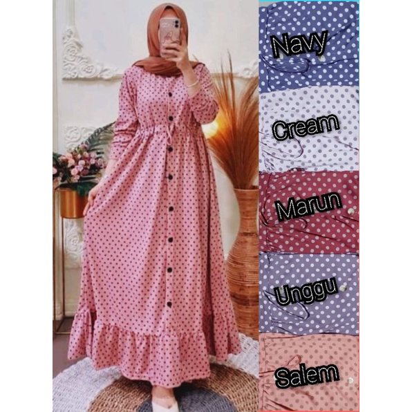 gamis polka kancing