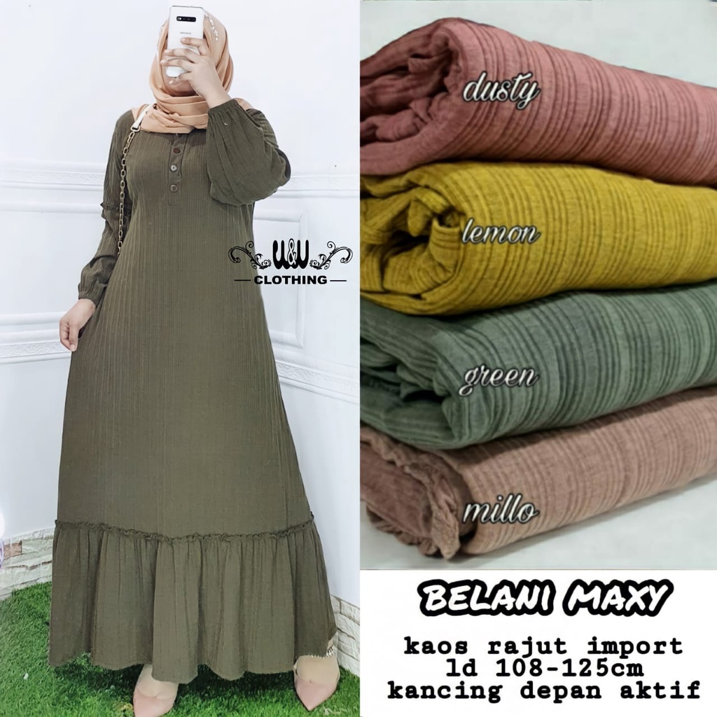 Elmecca Gamis Jumbo Ld 125 Bahan Kaos Rajut Import Polos Big Size XXXL Busui Friendly Rempel Bawah M