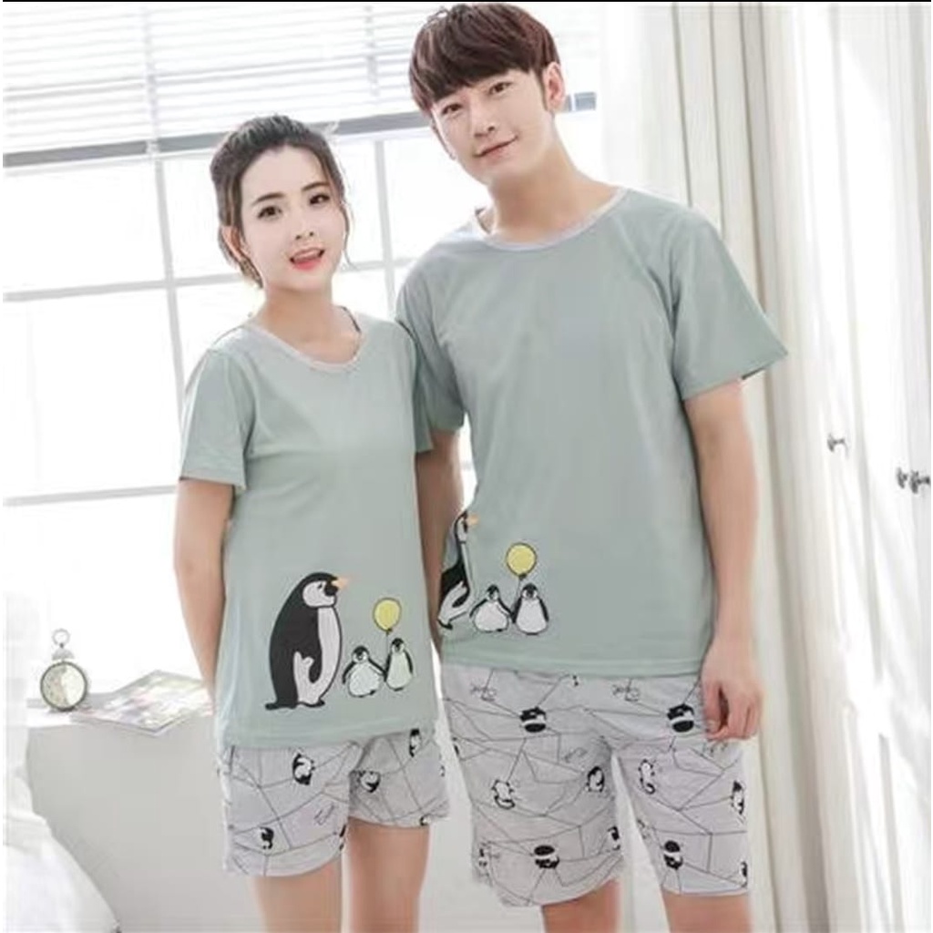 Baju tidur piyama couple bahan kaos import HPkaos115