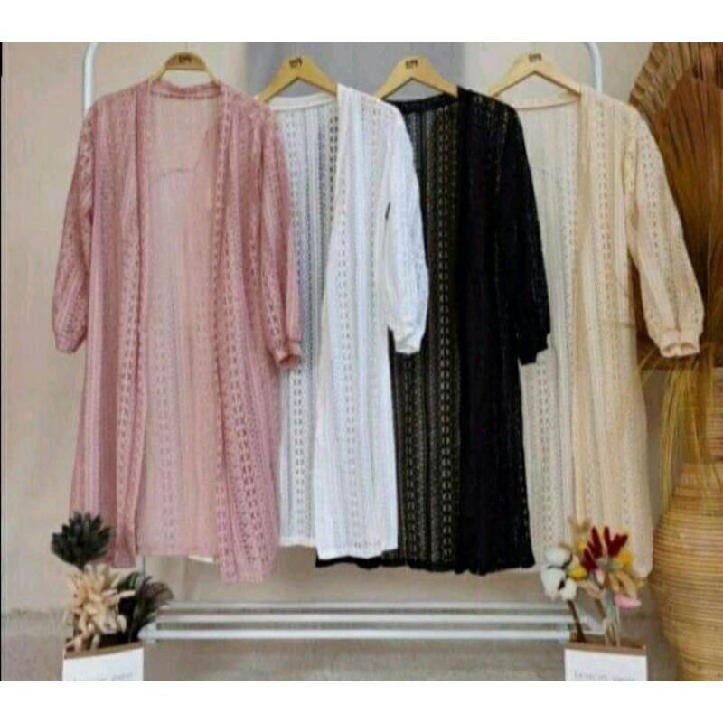 cardigan brokat/kardigan brokat/kardigan brokat lengan balon/cardigan panjang