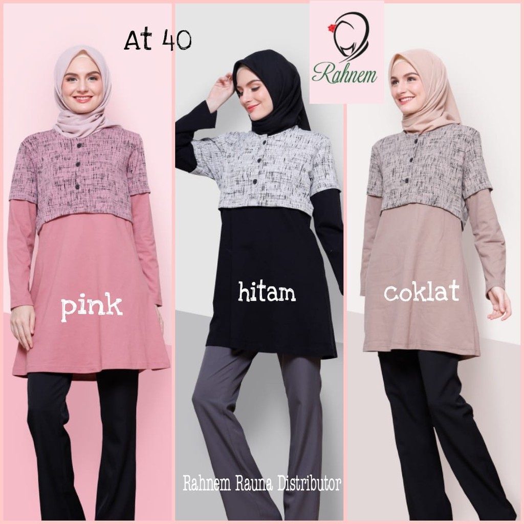 Atasan Rahnem at 40 / atasan muslim / tunik wanita / atasan dewasa / baju katun