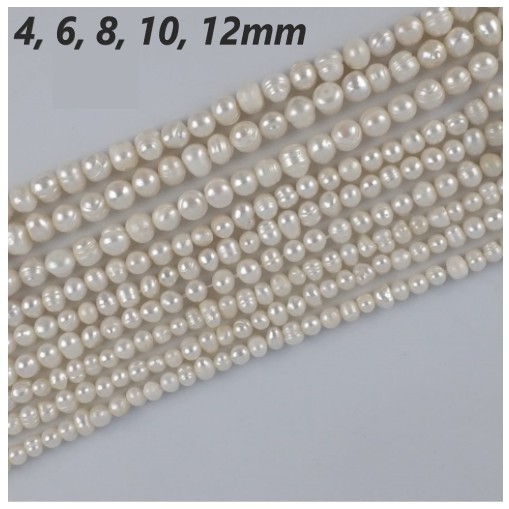 Mutiara Air Tawar Model Bulat Uk 4 - 12mm Harga/String