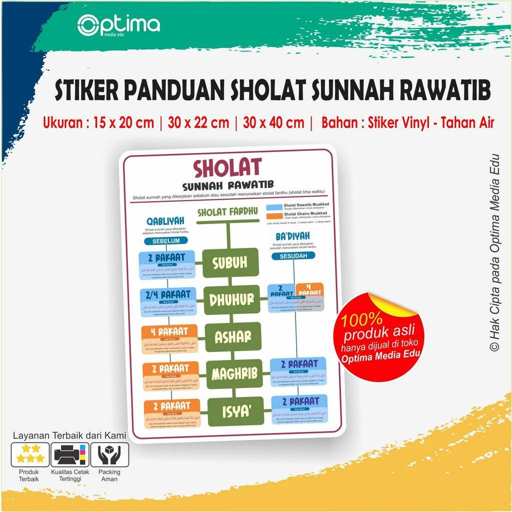 

Stiker Panduan Sholat Sunnah Rawatib - Ba'diyah - Qobliyah