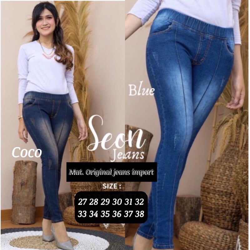 SEON JEANS | LEGGING JEANS APLIKASI LASER | SENNA JEANS | jegging jeans murah