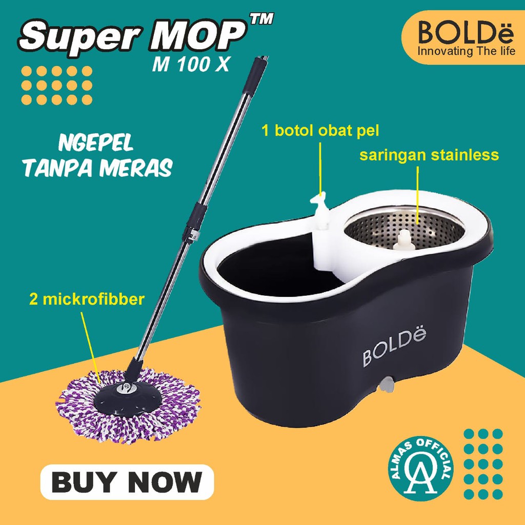 Jual Pell Lantai Alat Bolde Mop Pel Otomatis Kain Putar Lap Murah Super