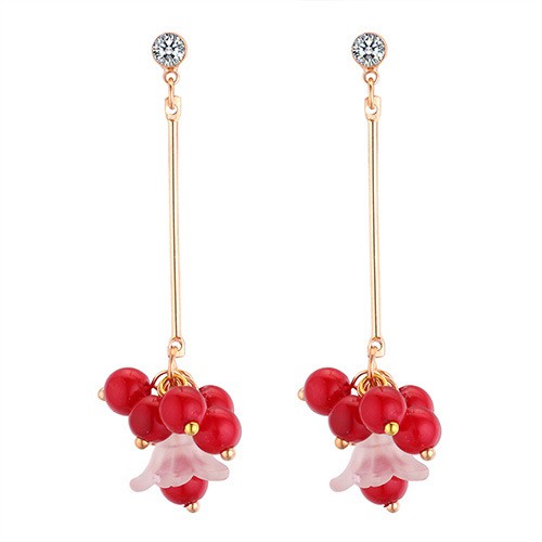 LRC Anting Tusuk Fashion Flower Shape Decorated Earrings