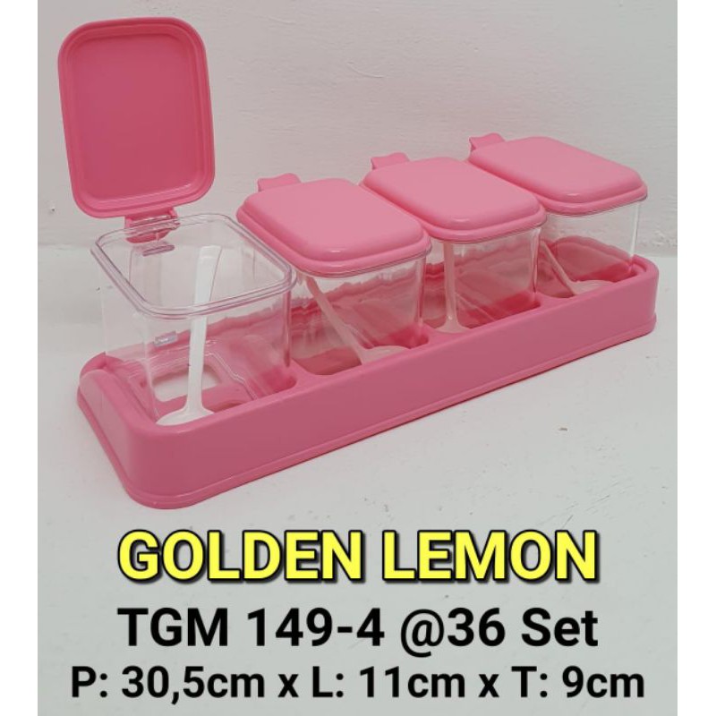 tempat bumbu pink golden lemon   4 set TGM 149-4