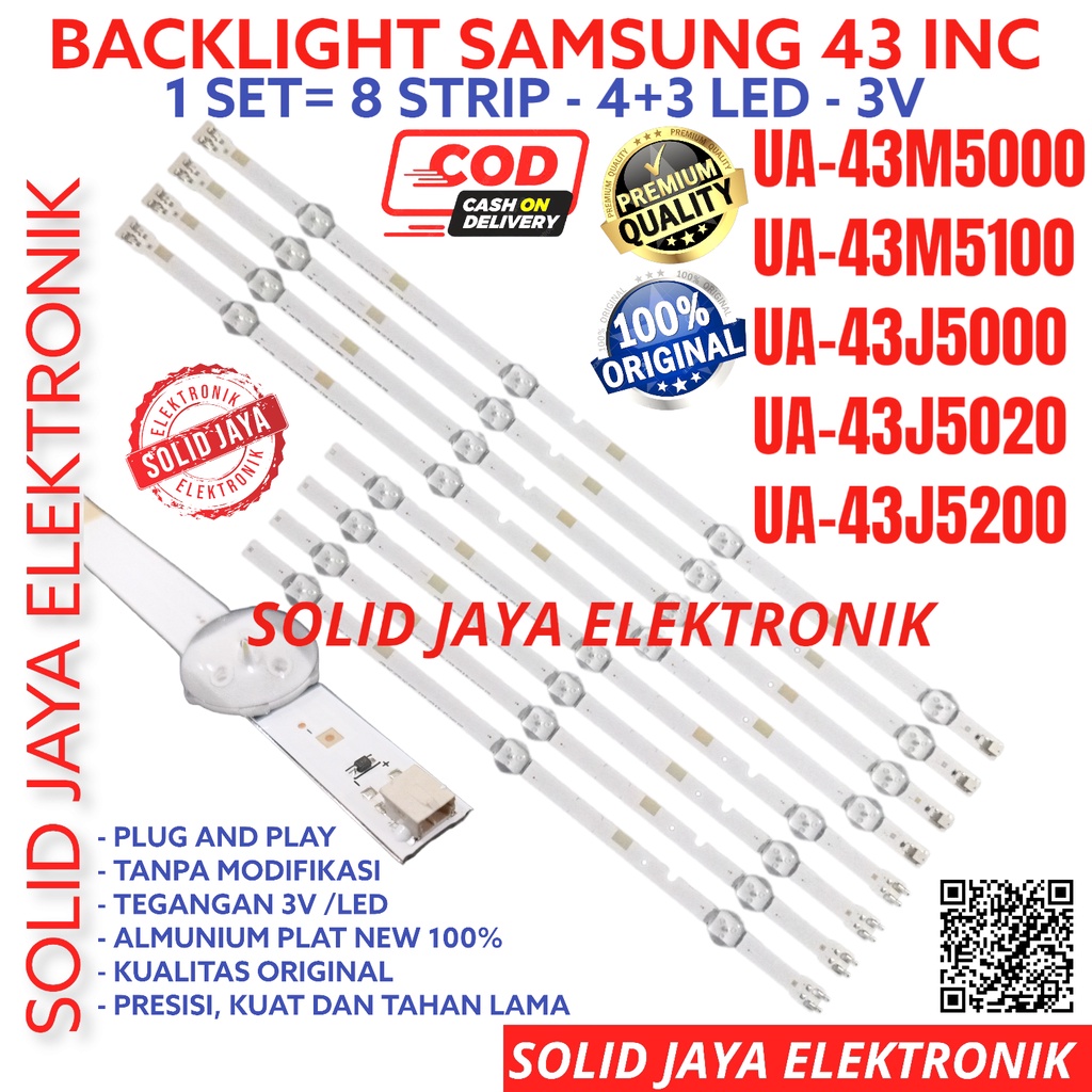 BACKLIGHT TV LED SAMSUNG 43 INC UA 43M5100 43J5000 43M5000 43J5020 43J5200 LAMPU BL 7K 3V 43M 43J UA43M5100 UA43J5000 UA43M5000 UA43J5020 UA43J5200 UA-43M5100 UA-43J5000 UA-43M5000 UA-43J5020 UA-43J5200 7LED 7 KANCING SAMSUNG