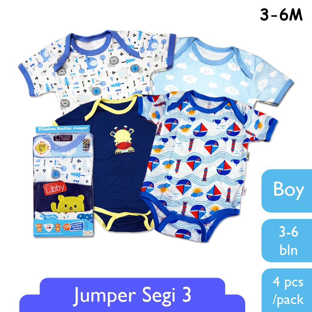 Libby Baby Jumper Segitiga 3IN1|Baju Bayi Libby Baby|Jumper Bayi Libby Baby Lengan Pendek|Jumper Bay