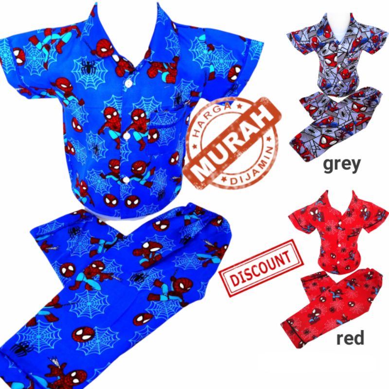 PIYAMA ANAK MOTIF SPIDERMAN 1-12 TAHUN, BAJU TIDUR ANAK, STELAN ANAK MODEL TERBARU DAN TERLARIS TAHU