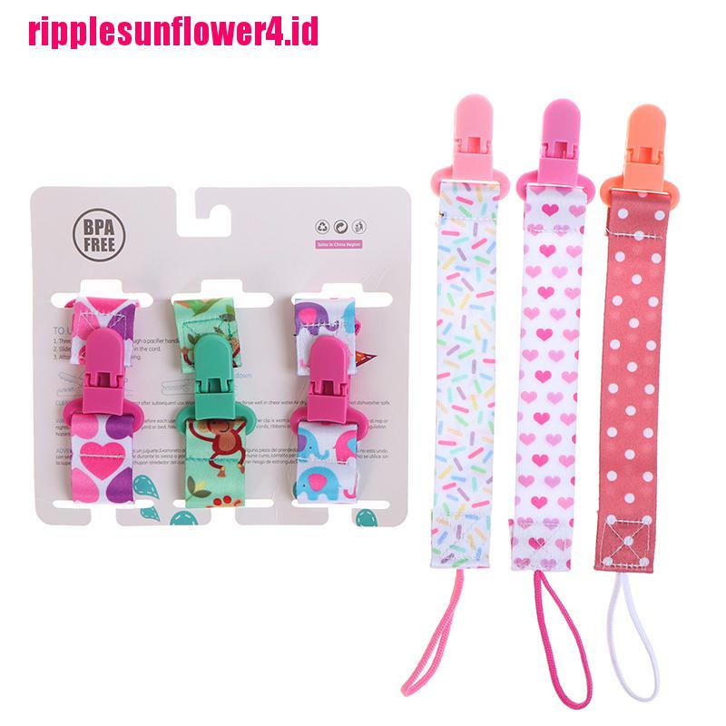 3pcs / Set Klip Penyangga Pacifier Dengan Bahan Plastik Dan Gambar Motif