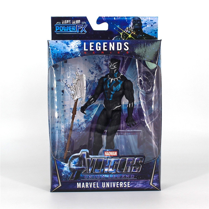 Mainan Action Figure Marvel The Avengers Thanos Black Panther Spiderman Thor Bahan PVC Dengan Lampu LED