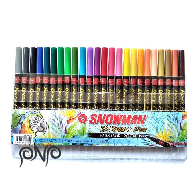 

(BISA COD) Snowman Brushpen Brush Pen Kuas Set 24 warna BM-24 Lettering Doodle TERBAIK Kode 1359