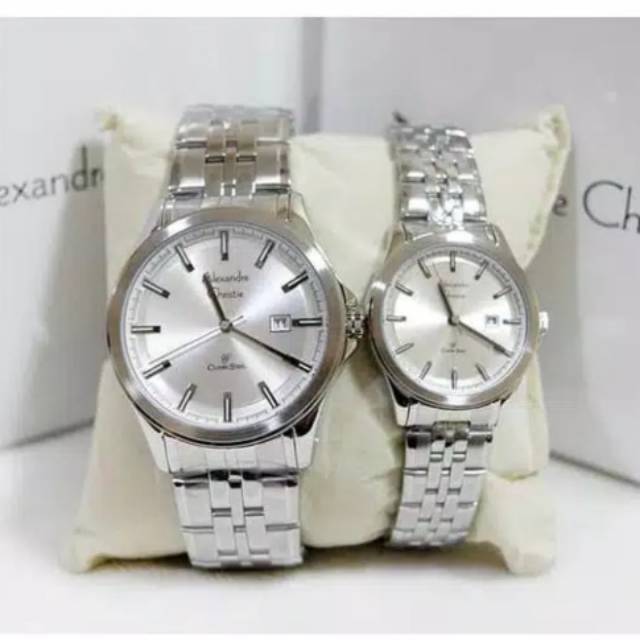 Jam Tangan Alexandre Christie 8402 Couple Silver Original