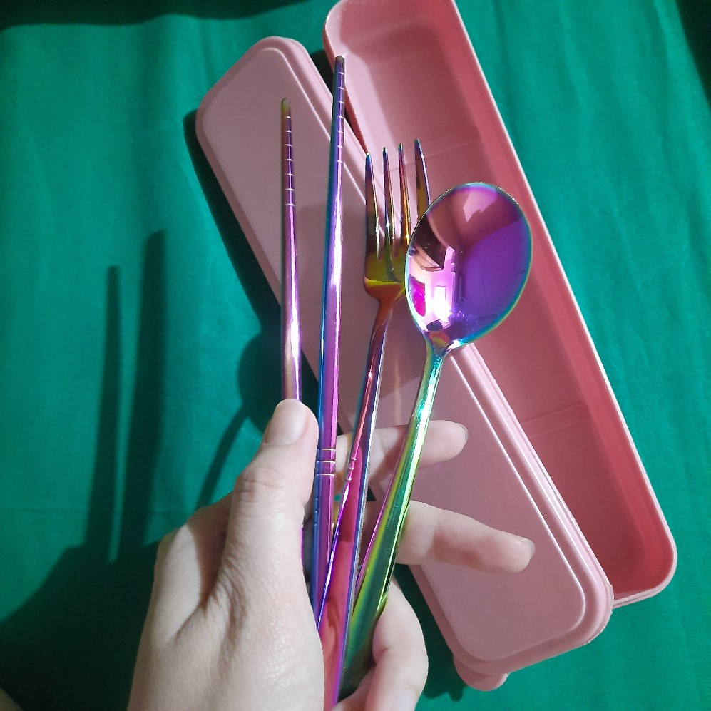 Alat Makan Stainless Steel Rainbow Korea 1 Set