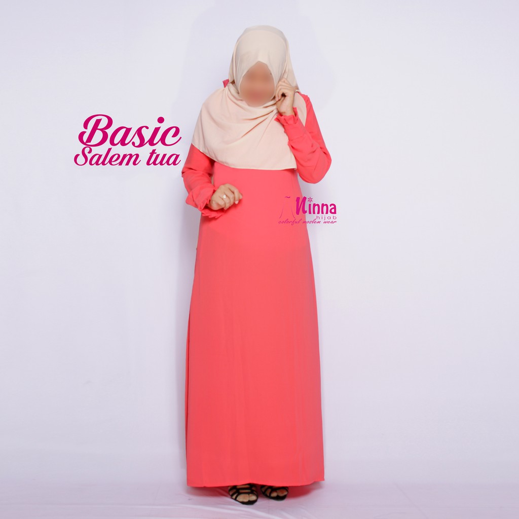 Gamis Polos Warna Salem Tua Peach Tua Orange Tua Oren Tua Wolfis