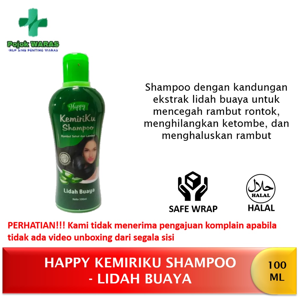 HAPPY KEMIRIKU SHAMPOO LIDAH BUAYA 100 ML - PENCEGAH RAMBUT RONTOK DAN RAMBUT BERCABANG