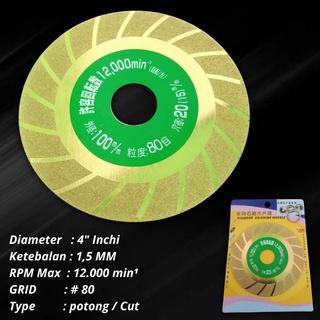 Diamond Wheel Turbo / Mata Grinda Potong Keramik Kaca Batu Porselen Pipa Stainles / Cakram Piring In