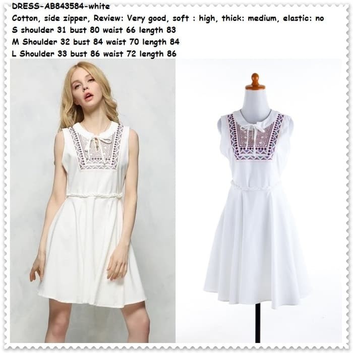 Mini Dress Boho Bohemian Vintage Etnik Putih Baju Wanita Korea Import Murah