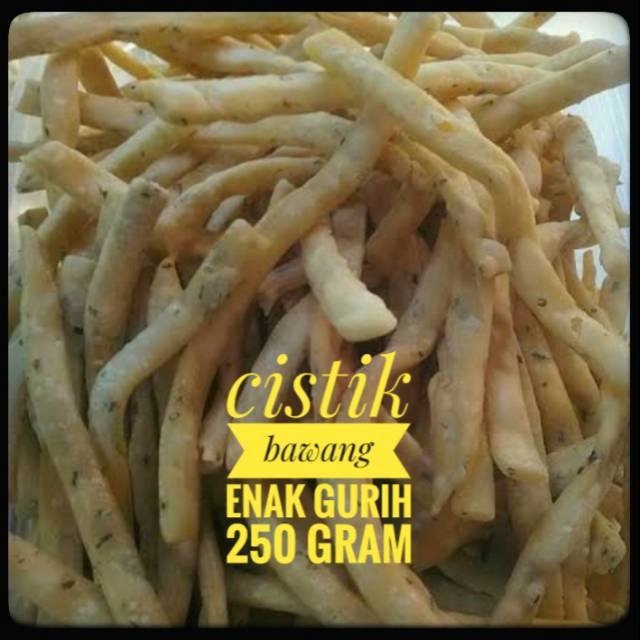 

Cemilan cistik/sistik bawang enak, gurih dan renyah oleh oleh Bandung net 250gram