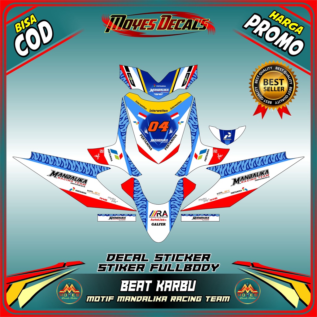 Decal Stiker Beat Karbu - Motif Mandalika Racing Team Indonesia
