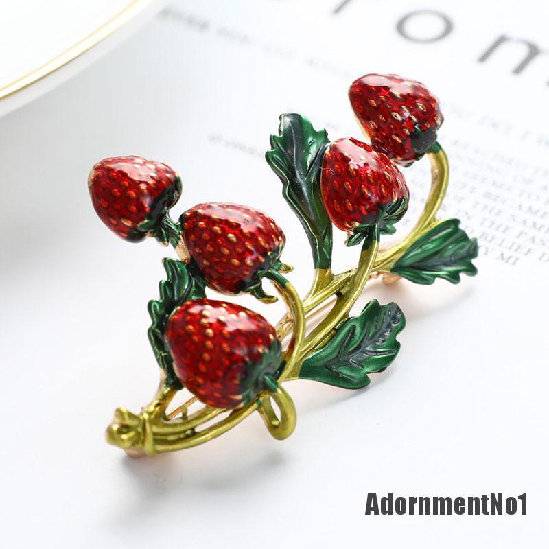 (Adornmentno1) Bros Pin Bentuk Strawberry Merah Untuk Wanita