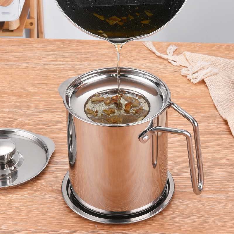 Panci Saringan Penampung Minyak Oil Strainer Pot 1800ml Stainless