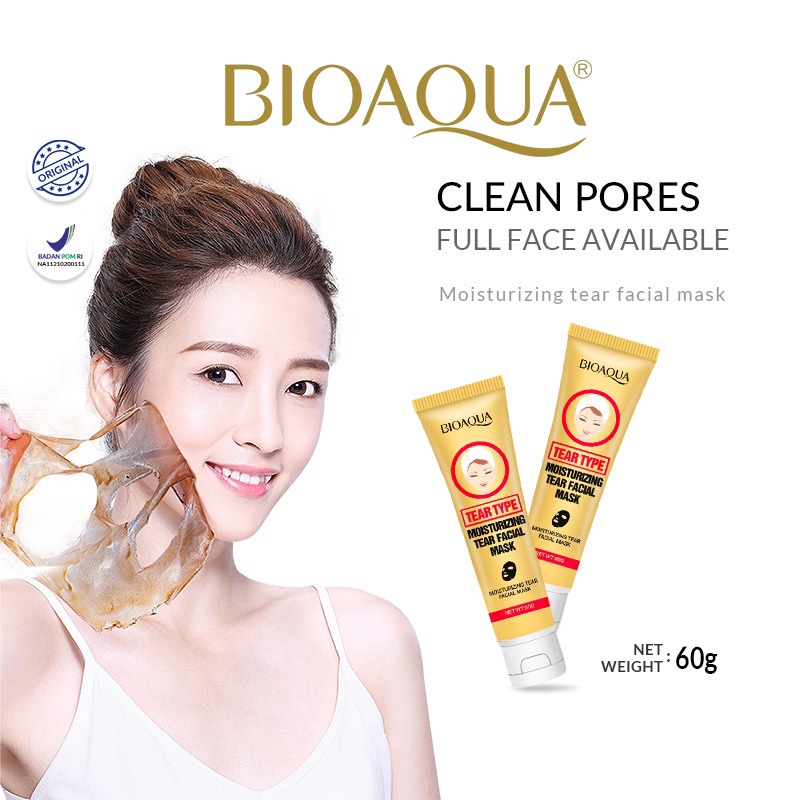 [BPOM] BIOAQUA Moisturizing Tear Facial Mask peel off face mask 60g masker komedo ampuh / penghilang komedo