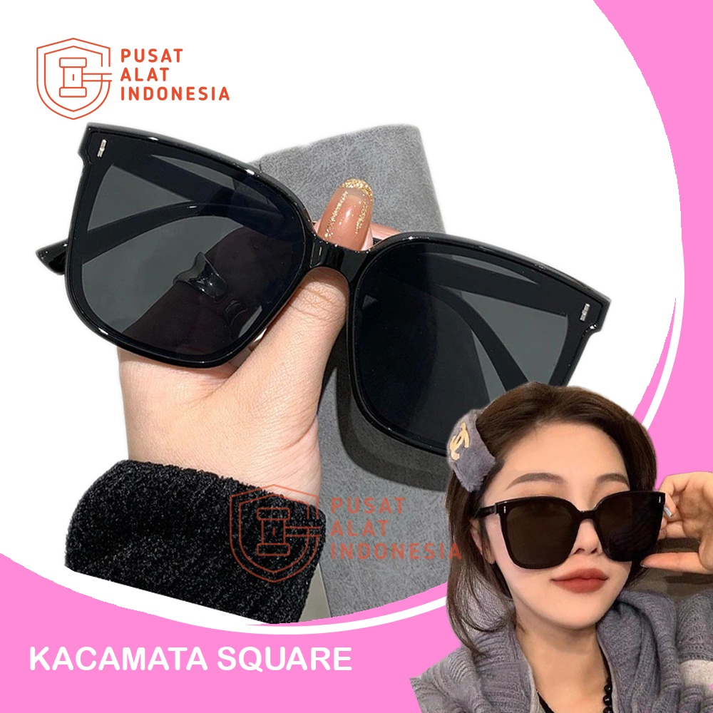 KACAMATA KOTAK HITAM WANITA KOREA SUNGLASSES POLOS PANTAI ANTI RADIASI SR25