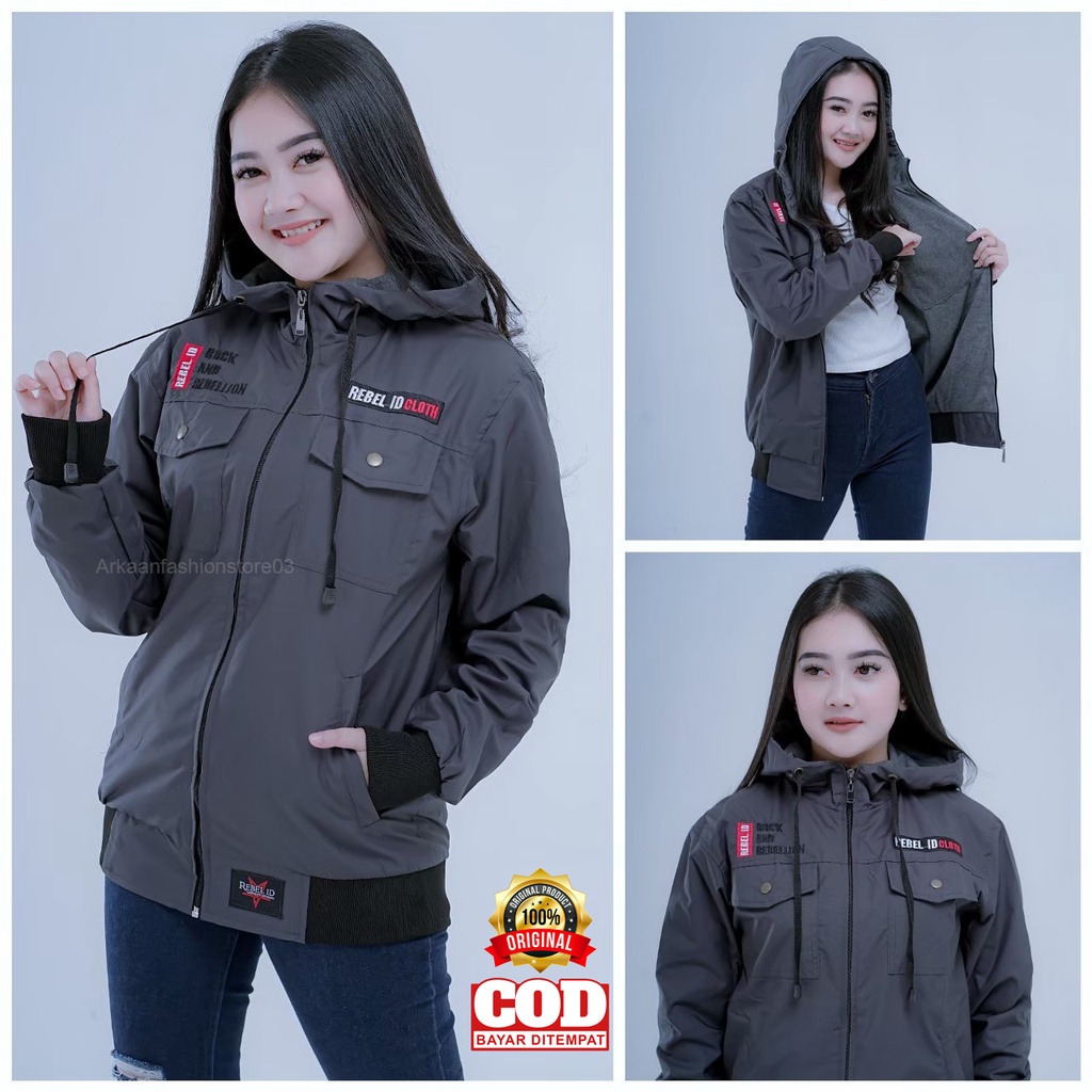 AKN - JAKET WANITA IMPORT MAT TASLAN ANTI AIR WATERPROOF / JAKET WANITA TERBARU PREMIUM ORIINAL NYAMAN DAN TEBAL REBEL ID TERMURAH ANTI ANGIN