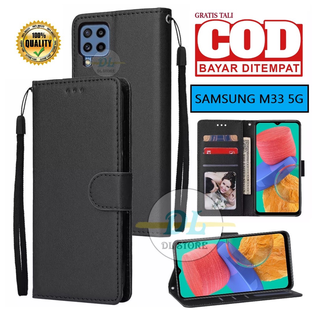 CASE HP SAMSUNG GALAXY M33 5G FLIP LEATHER CASE PREMIUM-FLIP WALLET CASE KULIT UNTUK SAMSUNG GALAXY 