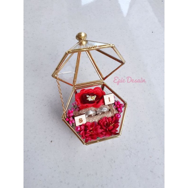 Kotak Cincin Lamaran Mini Free Inisial Nama Pasangan