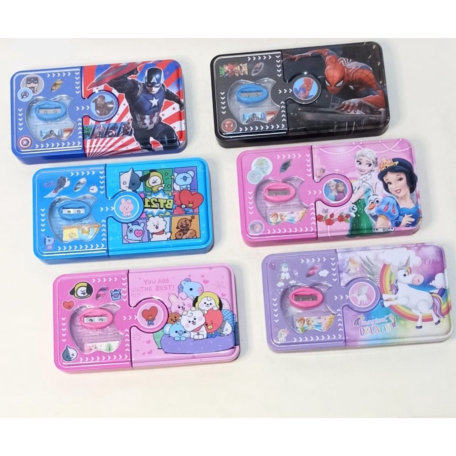 

SJS Kotak Pensil Kaleng Set 2Susun 12x22/Tempat Pensil/Pencil Tin Case