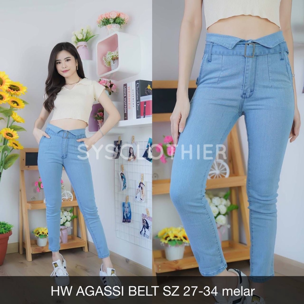 CELANA JEANS WANITA HW AGASSI BELT