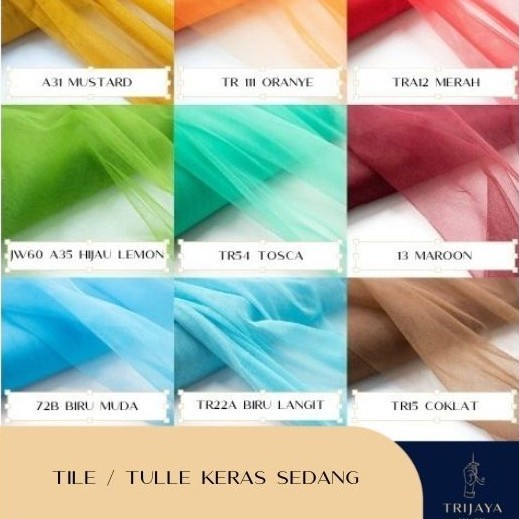 

DISKON- BISA COD Trijaya Kain Tile Keras/Kaku/Kasar Tulle Hard Mesh Polos warna (Papan) - Per Papan