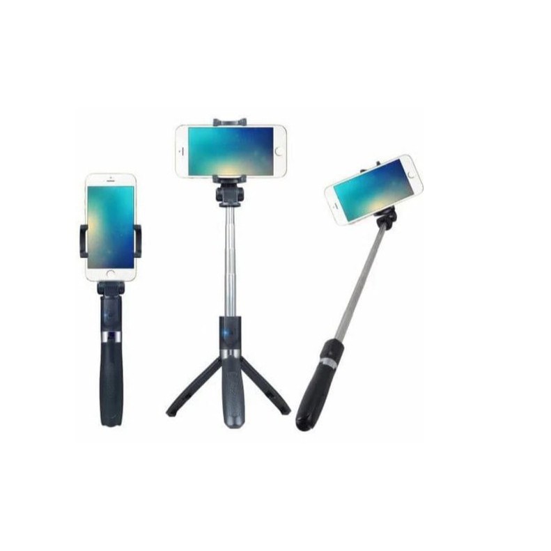 Tripod All in One with Remote Bluetooth Tongsis/Monopod Tripod Mini Selfi Stick Praktis dapat Dilipat Shoot Video Face Time