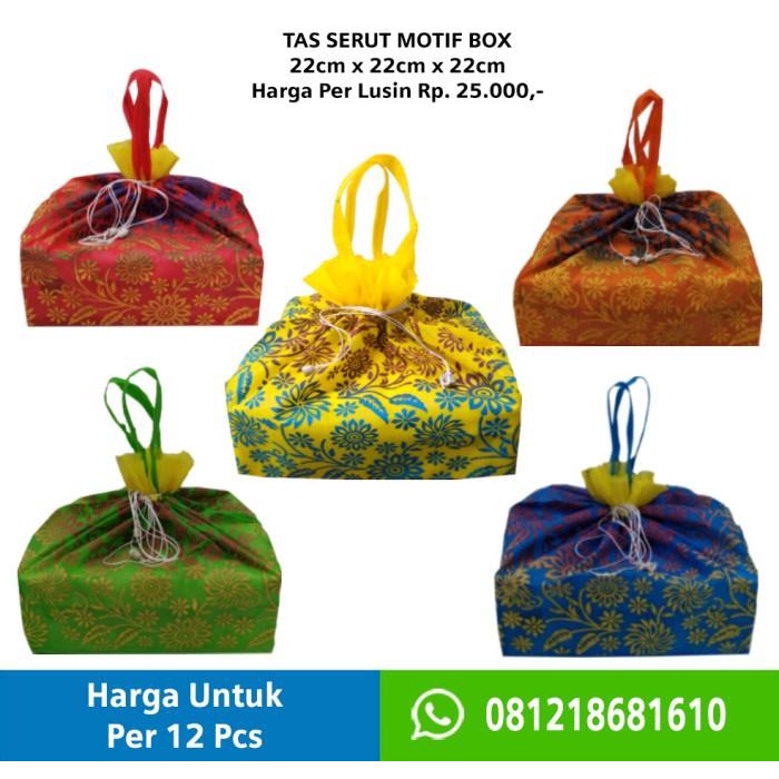 

Tas Serut Motif Spunbond / Tas Hajatan / Tas Kotak 22Cm X 22Cm X 22Cm 003