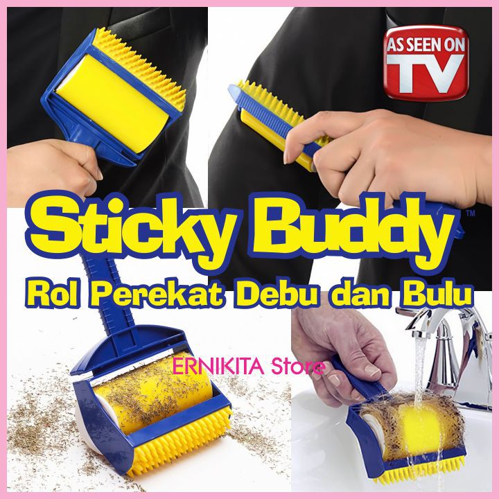 STICKY BUDDY 2 IN 1 - Roller Perekat Debu Bulu di Baju, Sofa &amp; Karpet