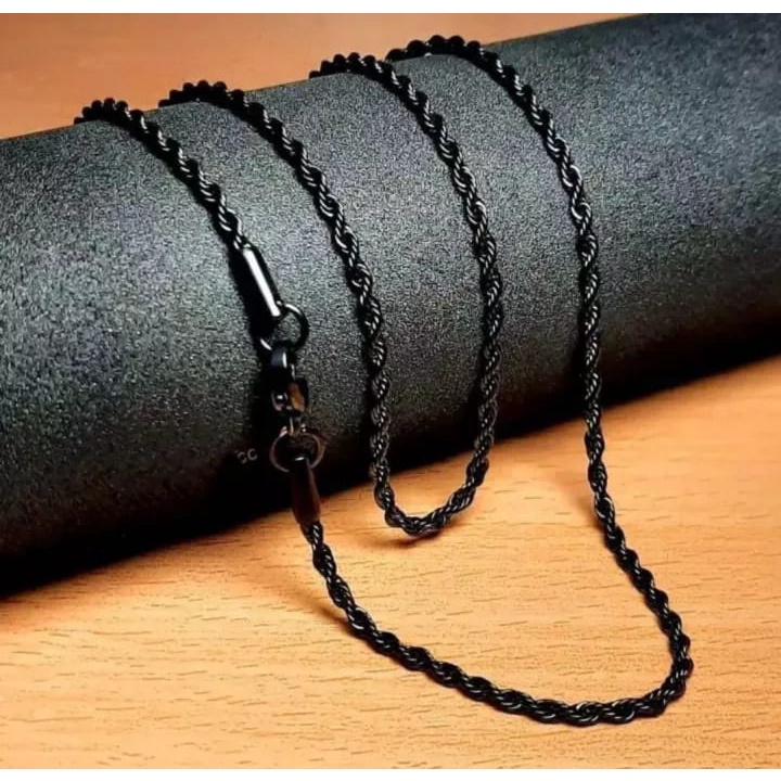 [COD] KALUNG TITANIUM ANTIKARAT BUAT WANITA DAN PRIA TERLARIS KALUNG TITANIUM HITAM