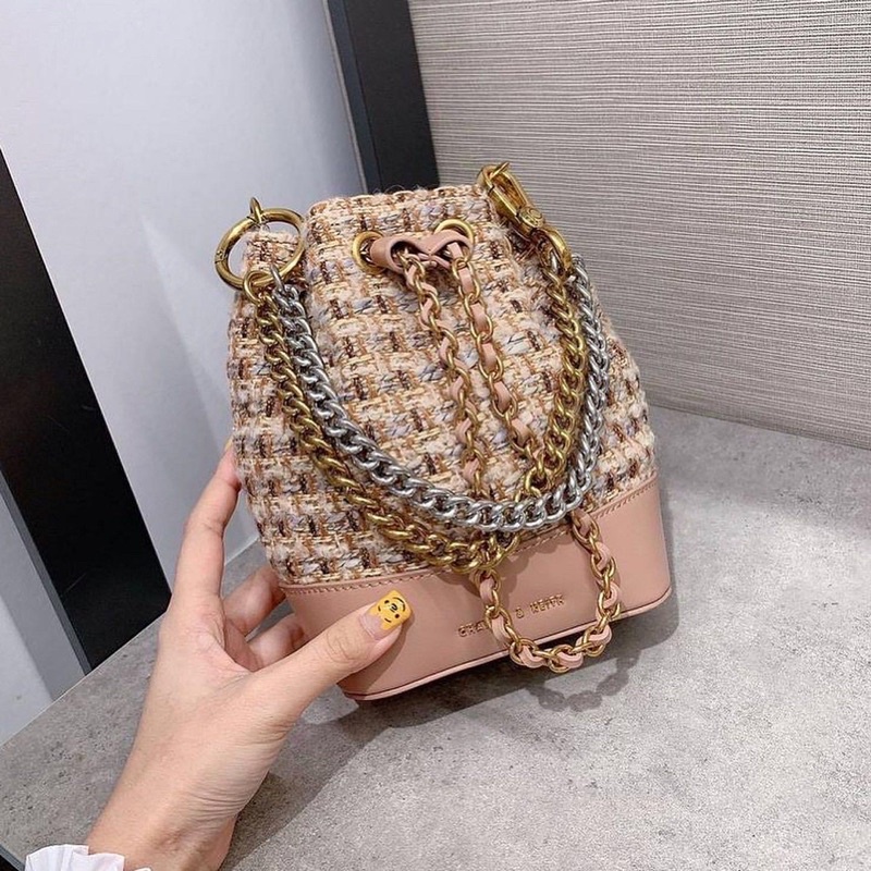 Tas Wanita Chunky Chain Bucket Tweed