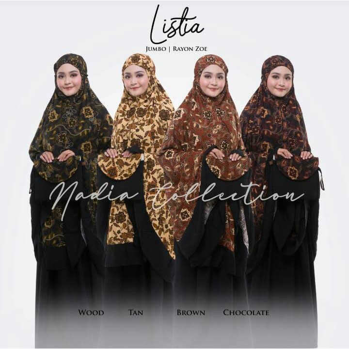 Mukena Listia ORI Nadia Collection [Free Bag] / Mukena Rayon Jumbo Adem / Mukena Dewasa Batik