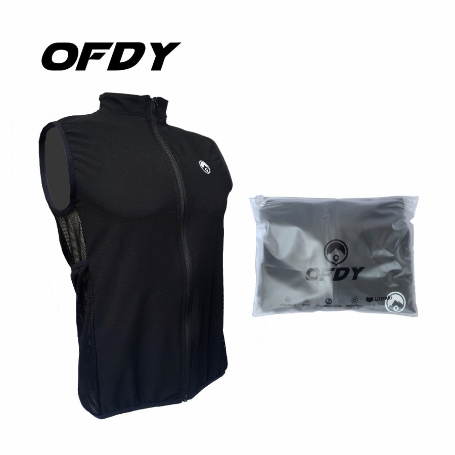 Rompi Sepeda Gowes Ofdy Cycling Vest Warna Hitam Material Polyester Super Thin Metalik Original