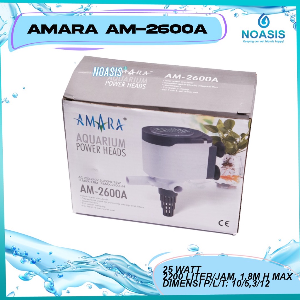 NOASIS POWER HEAD AQUARIUM AMARA AM 2600 A AM - 2600 A POMPA AIR CELUP WATT RENDAH LOW WATT