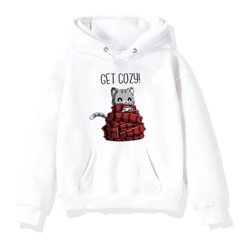 HOODIE ANAK WANITA GET COZY MEOW /// HOODIE ANAK LUCU TEBAL HALUS KEKINIAN TERBARU''