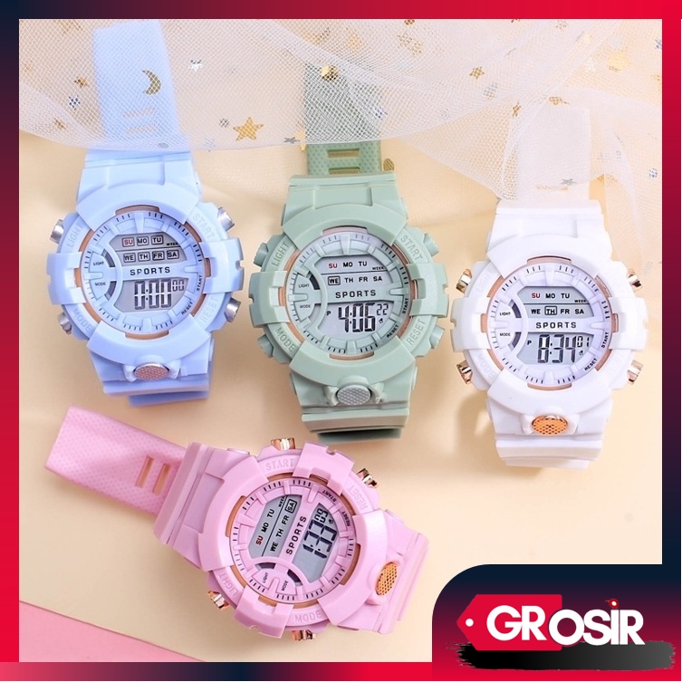 Grosir - J1005 Jam Tangan Sport Fashion / Jam Tangan Korea Style Digital / Jam Tangan Unisex Bentuk Bulat