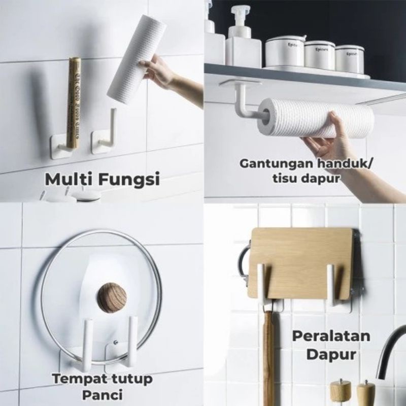 Hook Gantungan Serba Guna Tissue Holder Tissue Dapur Multifungsi